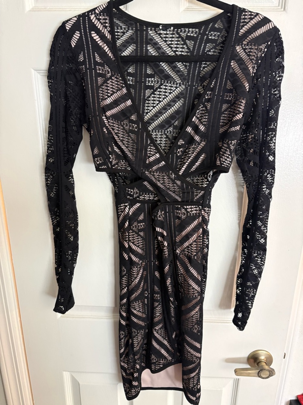 Black and nude lace cutout dress, estimated size S